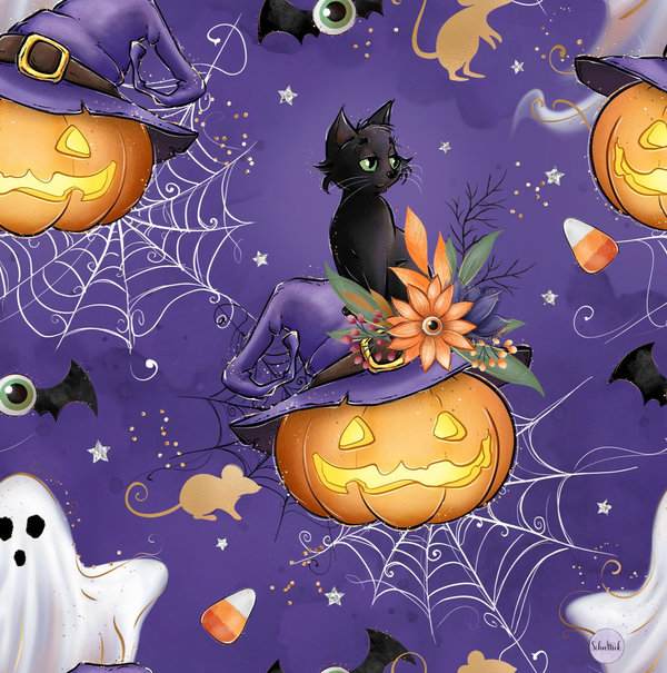 Spooky Halloween "Pumpkins on Spiderwebs" Bio Stoff